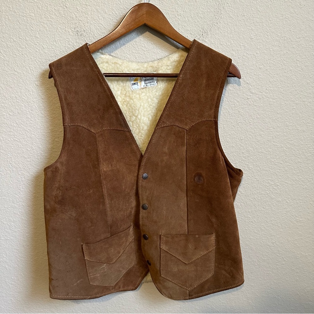 Vintage Simco Men’s Suede Leather Sherpa Lined Vest